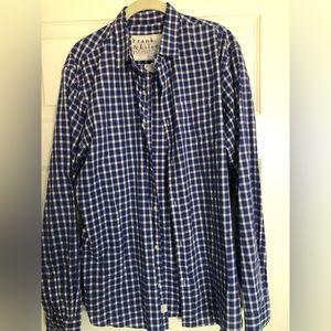 FRANK & EILEEN Button up Shirt in Blue White Plaid Cotton Men's Size XL.